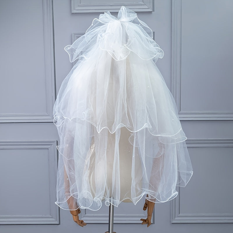 Bride Wedding Veil With Hair Comb Tulle Hair Piece Costume Accessory