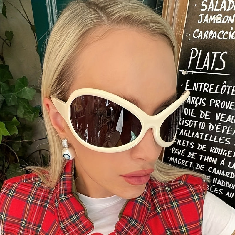 Y2K Wrap Around Sunglasses Oversized Hiphop Tinted Glasses UV400