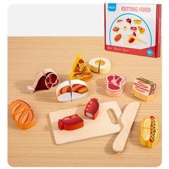 Wooden Play Food Set Kitchen Toys Cutting Fruit Pretend Food Accessories