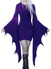 Halloween Gothic Crisscross Drawstring Dress