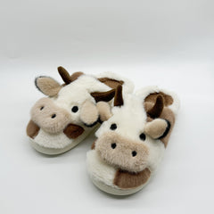 Men's Cartoon Cow Plush Lining Slides