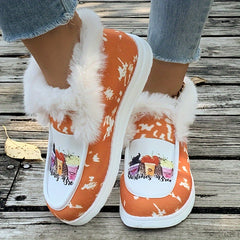 Furry Boat Shoes Plush Lined Thermal Snow Shoes