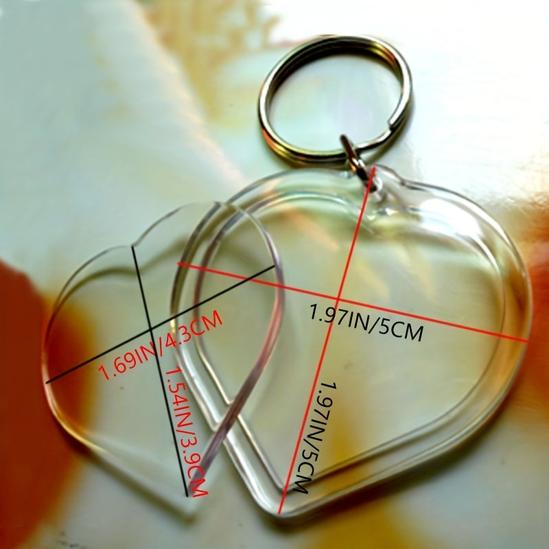 10pcs Heart Acrylic Blank DIY Photo Key Chains - Heart Shape Bag Accessories