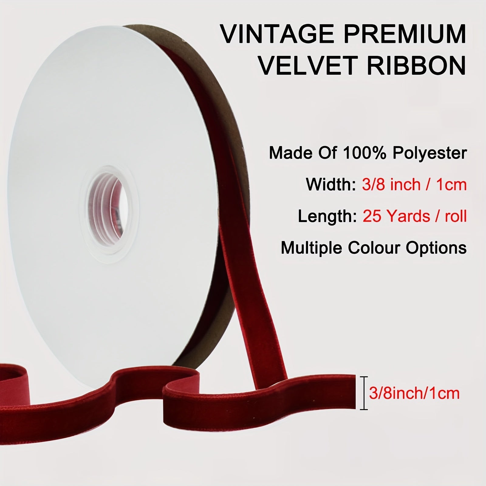 Burgundy Velvet Ribbon Vintage Ribbon for Christmas Wreath Craft Ornaments