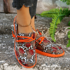 Personality Rugby Print Flat Shoes Women's Slip On Casual Shoes