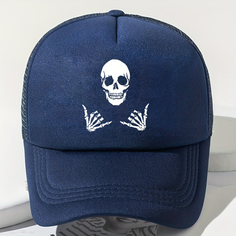Skull Printed Sunscreen Baseball Cap Halloween Decor