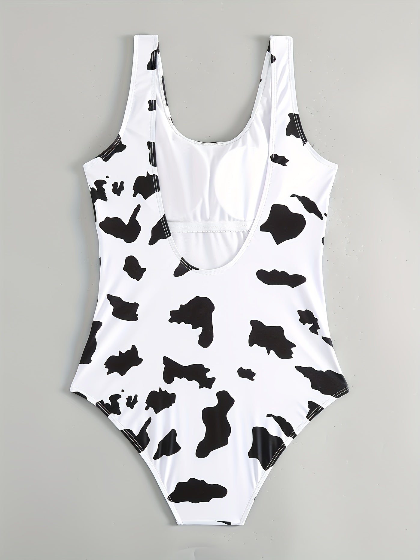 Cow Print Round Neck One Piece Swimsuit