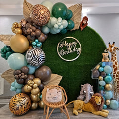Jungle Balloon Garland Kit Sage Green & Brown for Wild One Themed Party