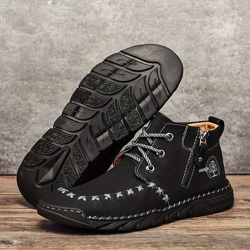 Men's High Top Boots Zipper Outdoor Walking Shoes