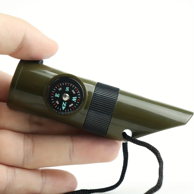 Outdoor 7 in 1 Survival Whistle SOS Emergency Rescue With Compass Thermometer
