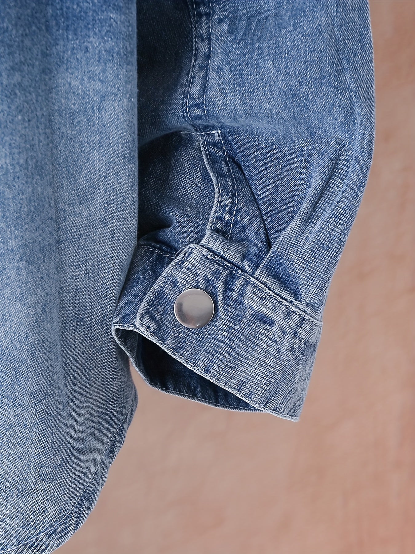 Boys Gradient Denim Jacket Button Down Lapel Coat