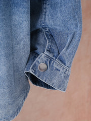 Boys Gradient Denim Jacket Button Down Lapel Coat