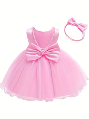 Gala Backless Mesh Dress Baby Princess Formal Gown