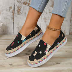 Women's Ripped Denim Flat Shoes Slip On Walking Sneakers