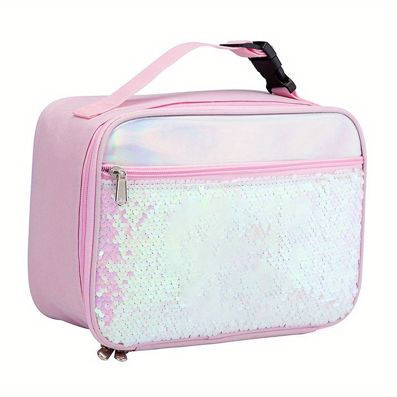 Portable Outdoor Sequin Lunch Bag Insulation Bag For Girls