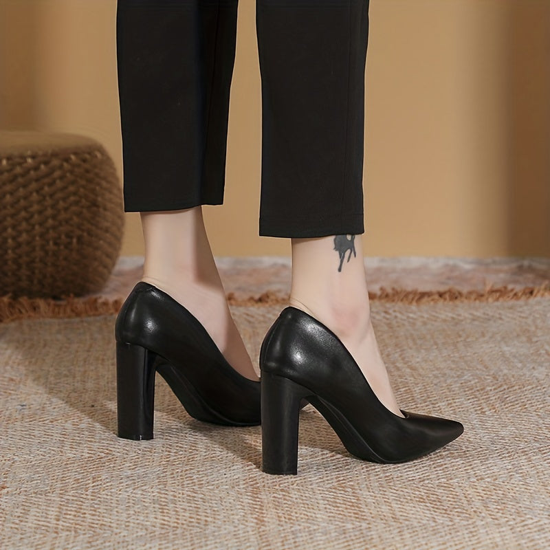 Women's Pointed Toe Block Heeled Pumps
