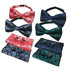 Red Paisley Bow Tie & Pocket Square Set for Men