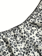Floral Print Ruffled Bandeau & Brief Set