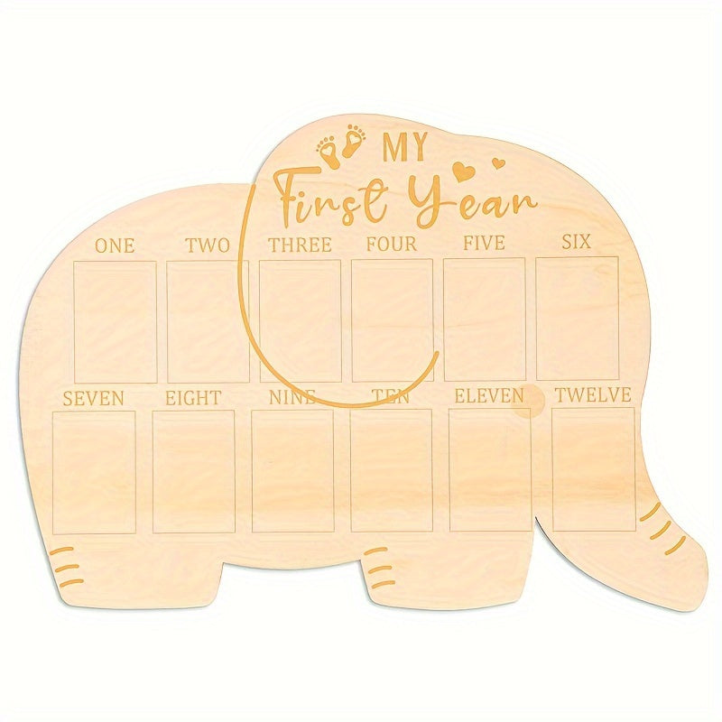Elephant Wooden First Year Photo Frame, Perfect Keepsake Gift for Mom