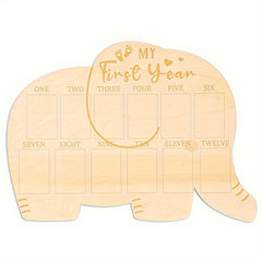 Elephant Wooden First Year Photo Frame, Perfect Keepsake Gift for Mom
