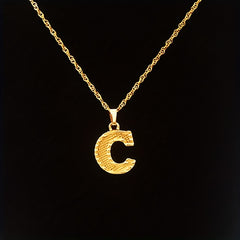 Golden A Initial Necklace Stainless Steel Alphabet Pendant