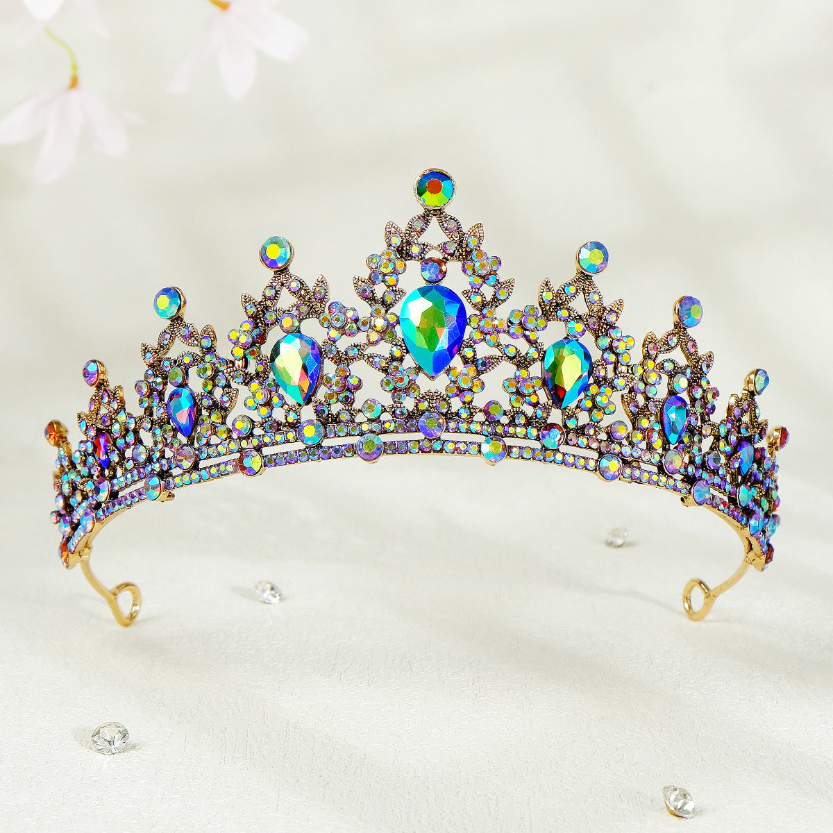 Baroque Rhinestone Crown Headband Princess Tiara