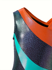 Girls Stretchy Sleeveless Gymnastics Romper for Sports Performance