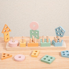 Montessori Geometric Shape Stacking Blocks Educational Toy