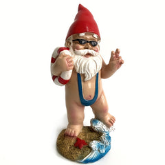 Funny Garden Swimming Ring Gnome Resin Statue Indoor Home Decor Crafts