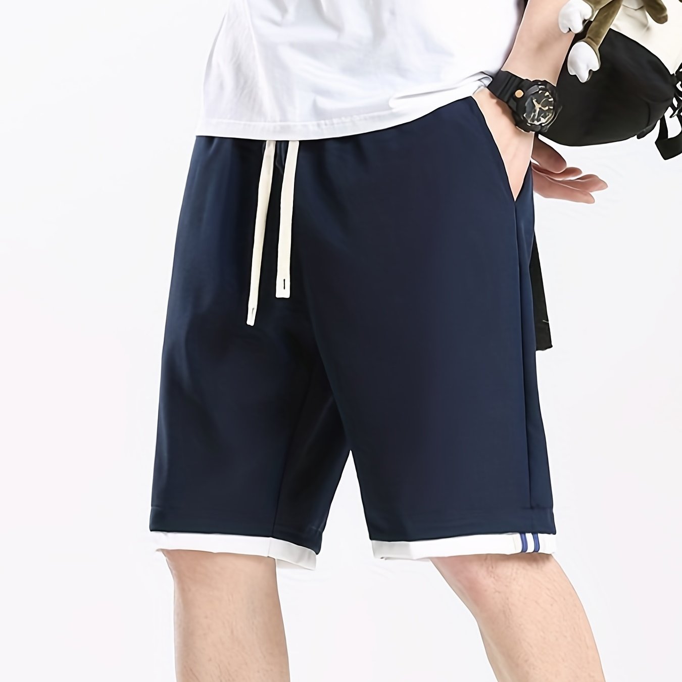 Men's Stretch Waist Drawstring Shorts with Pockets