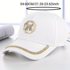 Rhinestone M Label Baseball Cap Lightweight Adjustable Golf Sun Hat