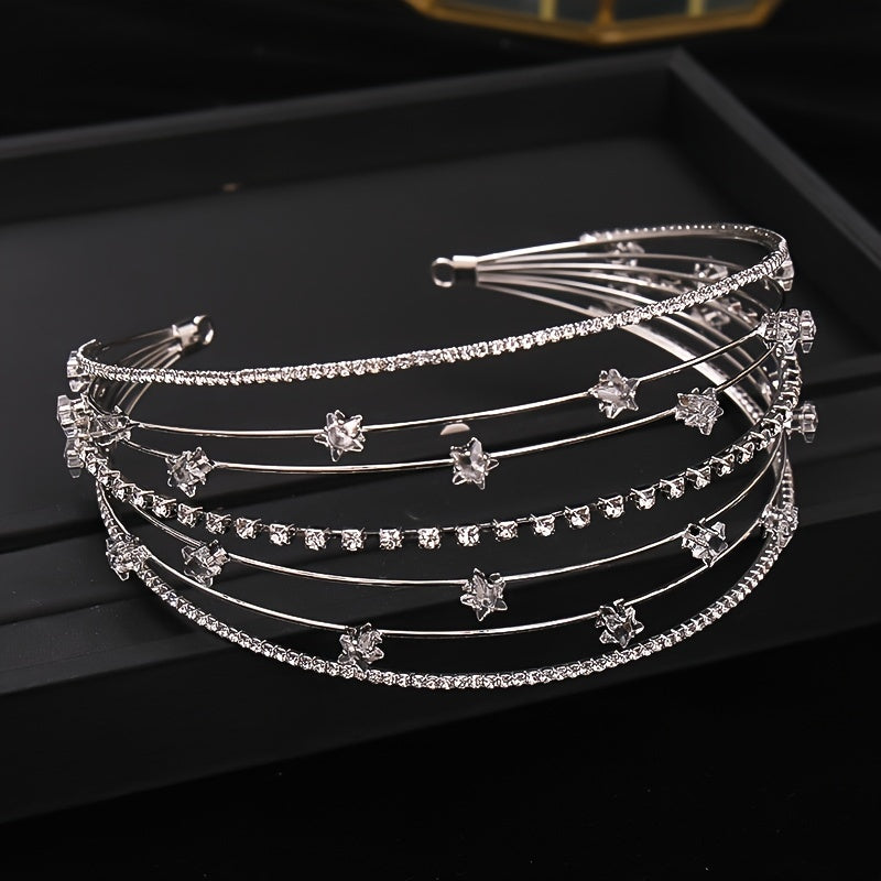 Faux Pearl Rhinestone Crown Headband Wedding Bride Tiara