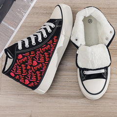 Girls High Top Love Hearts Skate Shoes Non Slip Casual Sneakers
