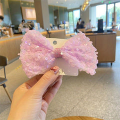 Princess Bow Hair Clips with Colorful Sequin Decorations