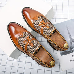 Men's Wingtip Brogue Oxford Shoes Pointed Toe Tassel Loafers