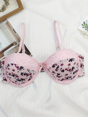 Floral Print Lace Bras Breathable Shoulder Strap Women's Lingerie