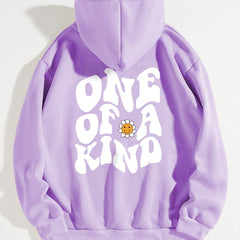 Letter Graphic Drawstring Hoodie Casual Sweatshirt