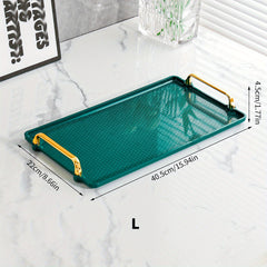 Modern Decorative Tray With Golden Handles Plastic for Home Decor