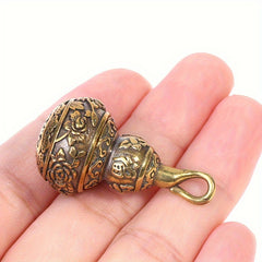 Brass Blessing Lotus Gourd Charm Pendant Pill Box Container Key Chain