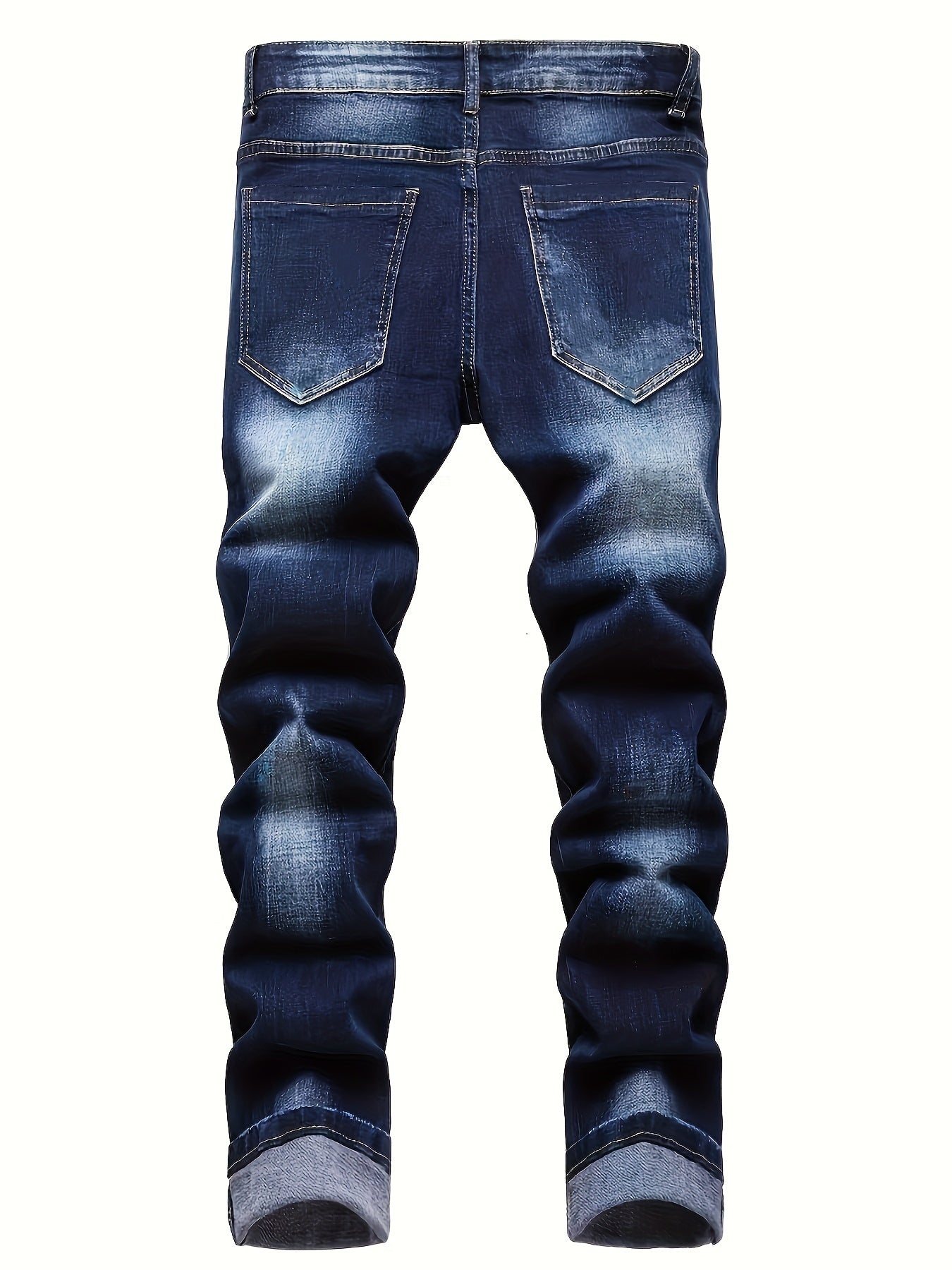 Slim Fit Ripped Jeans Men's Casual Street Style Distressed Denim Pants