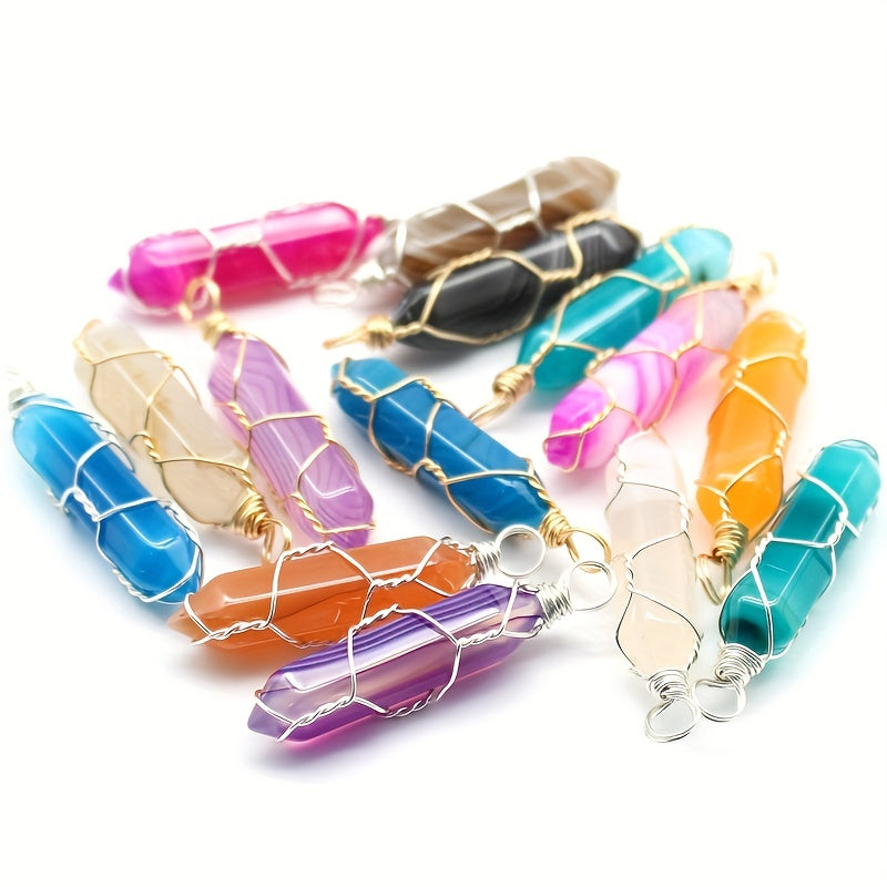 20pcs Hexagonal Crystal Pendant Charms for DIY Jewelry Making