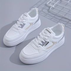 Thick Sole Heighten Flat Chunky Sneakers Faux Leather