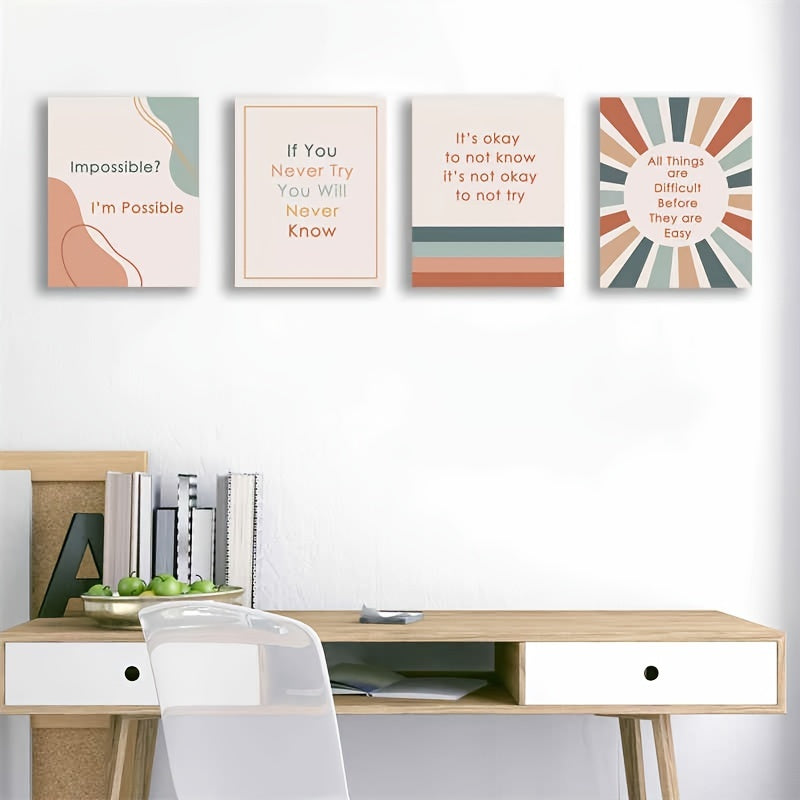 4pcs Boho Classroom Decor Posters Motivational Quote Prints Teacher 20x25 UNFRAM