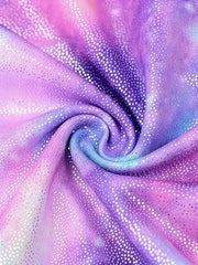 3pcs Girls Tie Dye Mermaid Leotard Sets Long Sleeve Romper Shorts Hair Band