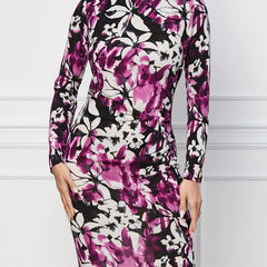 Floral Print Long Sleeve Mini Dress