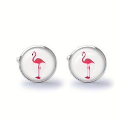 Tropical Bird Pink Flamingo Cufflinks