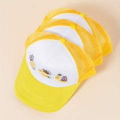 Cartoon Patch Trucker Hat Rabbit Bear LOVE Ice Cream Decor Yellow Baseball Cap