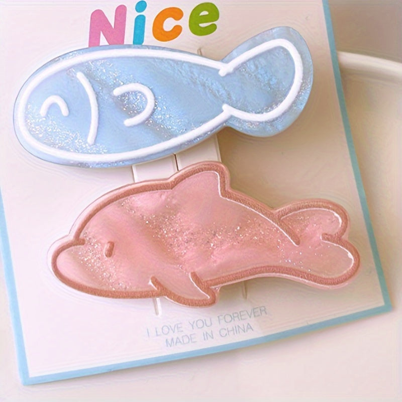 2pcs Acrylic Fish Shape Hair Clips Sweet Hair Accessories
