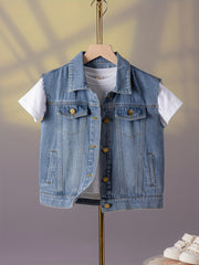 Girls Sleeveless Denim Vest Top for Street Outfit