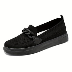 Women's Knitted Sock Shoes Chain Slip On Flat Shoes